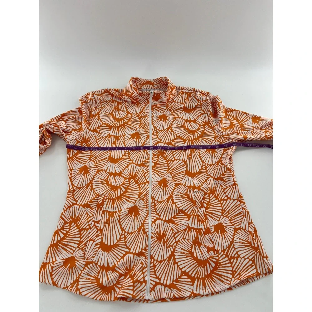 Tommy Bahama Golf Tennis Full Zip Jacket Orange White Shell Print Womens Active